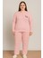 Kadın 0387 Büyük Beden Raporlu Kalın Kışlık Pijama Takımı Gül Kurusu 1