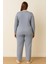 Kadın 0385 Büyük Beden Raporlu Kalın Kışlık Pijama Takımı Indigo 2