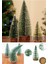 Yeni Yıl Dekoru Kar Efektli 9 Adet Yılbaşı mini Çam Ağaçları Seti Doğal Ahşap Tabanlı 8 - 12 - 15 cm 3