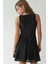 Kadın Yuvarlak Yakalı Dantel Mini Elbise Siyah 12