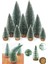 Yeni Yıl Dekoru Kar Efektli 9 Adet Yılbaşı mini Çam Ağaçları Seti Doğal Ahşap Tabanlı 8 - 12 - 15 cm 1
