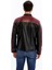 Erkek Şeritli Baskılı Deri Ceket Fermuarlı Mont 7
