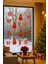 Yeniyıl Noel Temalı Vitrin Cam Kardan Adam Kar Tanesi Sticker Kırmızı 69 Adet 3