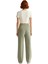 Kadın Haki Geniş Paça Dokuma Pantolon Keten Görünümlü Fonksiyonel Dayanıklı Kaliteli Rahat 2