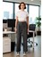 Kadın Antrasit Wide Leg Kumaş Pantolon Günlük Şıklık Fonksiyonel Dayanıklı Kaliteli Modern 3