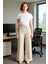 Kadın Yüksek Bel Wide Leg Gabardin Pantolon Fonksiyonel Dayanıklı Kaliteli Konforlu Modern 3