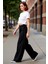 Kadın Yüksek Bel Geniş Paça Pantolon Fonksiyonel Dayanıklı Kaliteli Konforlu Estetik Rahat 5