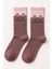 Kadın Kedi Desenli Soket Çorap Mor 1