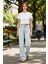 Kadın Açık Wide Leg Denim Pantolon Yüksek Bel Fonksiyonel Dayanıklı Kaliteli Konforlu Spor 4