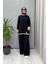 Yakası Yırtmaçlı Triko Tunik Siyah T25PF-6002 1