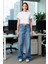 Kadın Wide Leg Yüksek Bel Denim Pantolon Fonksiyonel Dayanıklı Kaliteli Konforlu Estetik Şık 2