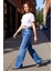 Kadın Geniş Paça Denim Pantolon Normal Bel Fonksiyonel Dayanıklı Kaliteli Konforlu Estetik 1