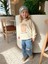 Kız Çocuk Pamuklu Krem Baskılı Sweatshirt ve Yırtık Detaylı Denim Pantolon Takım 3