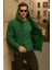 Erkek Kışlık Kapsonlu Yeşil Fermuarlı Oversize Sweat 3