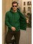 Erkek Kışlık Kapsonlu Yeşil Fermuarlı Oversize Sweat 4