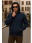 Erkek Kışlık Kapsonlu Lacivert Fermuarlı Oversize Sweat 1