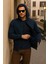 Erkek Kışlık Kapsonlu Lacivert Fermuarlı Oversize Sweat 3