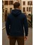 Erkek Kışlık Kapsonlu Lacivert Fermuarlı Oversize Sweat 6