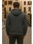 Erkek Kışlık Kapsonlu Antrasit Fermuarlı Oversize Sweat 6