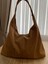 Kahverengi Süet Kadın Shopper Omuz Çantası Yumuşak Form Vintage Model Tote Çanta (28*44) 1