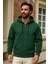 Erkek Kışlık Yeşil Oversize Uzun Hırka Sweatshirt 1