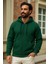 Erkek Kışlık Yeşil Oversize Uzun Hırka Sweatshirt 2
