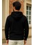 Erkek Kışlık Siyah Oversize Uzun Hırka Sweatshirt 5