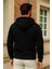 Erkek Kışlık Siyah Oversize Uzun Hırka Sweatshirt 6