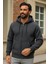 Erkek Kışlık Antrasit Oversize Uzun Hırka Sweatshirt 2