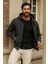 Erkek Kışlık Antrasit Oversize Uzun Hırka Sweatshirt 3