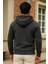Erkek Kışlık Antrasit Oversize Uzun Hırka Sweatshirt 5