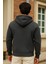 Erkek Kışlık Antrasit Oversize Uzun Hırka Sweatshirt 6