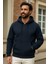 Erkek Kışlık Lacivert Oversize Uzun Hırka Sweatshirt 1