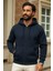 Erkek Kışlık Lacivert Oversize Uzun Hırka Sweatshirt 2