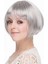 Gri Gümüş Renk Düz Kesim Astarlı Küt Parti Peruğu 1