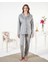 Estiva 25360 Gömlek Yaka Çizgili Kadife Pijama Takımı 1