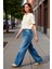 Kadın Wide Leg Denim Pantolon Yüksek Bel Fonksiyonel Dayanıklı Kaliteli Konforlu Estetik Şık 5
