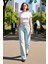 Kadın Açık Wide Leg Kot Pantolon Yüksek Bel Fonksiyonel Dayanıklı Kaliteli Konforlu Modern 4