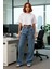 Kadın Wide Leg Yüksek Bel Denim Pantolon Fonksiyonel Dayanıklı Kaliteli Konforlu Estetik Şık 3