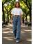 Kadın Wide Leg Yüksek Bel Denim Pantolon Fonksiyonel Dayanıklı Kaliteli Konforlu Estetik Şık 4