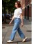 Kadın Kesik Paça Straight Fit Denim Pantolon Fonksiyonel Dayanıklı Kaliteli Konforlu Rahat 1