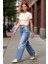 Kadın Yüksek Bel Geniş Paça Denim Pantolon Cool & Comfort Fonksiyonel Dayanıklı Kaliteli Şık 1