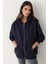 Kadın Şardonlu Cepli Fermuarlı Kapüşonlu Sweatshirt Busem Collection Lacivert 7