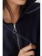Kadın Şardonlu Cepli Fermuarlı Kapüşonlu Sweatshirt Busem Collection Lacivert 10