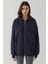 Kadın Şardonlu Cepli Fermuarlı Kapüşonlu Sweatshirt Busem Collection Lacivert 12