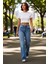 Kadın Wide Leg Yüksek Bel Denim Pantolon Fonksiyonel Dayanıklı Kaliteli Konforlu Estetik Şık 3