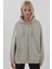 Kadın Şardonlu Cepli Fermuarlı Kapüşonlu Sweatshirt Busem Collection Açık Gri 8