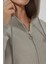 Kadın Şardonlu Cepli Fermuarlı Kapüşonlu Sweatshirt Busem Collection Açık Gri 9