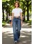 Kadın Açık Düşük Bel Geniş Paça Denim Pantolon Fonksiyonel Dayanıklı Kaliteli Konforlu Şık 3
