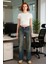 Kadın Koyu Vintage Efektli Düşük Bel Geniş Paça Jean Pantolon Fonksiyonel Dayanıklı Modern 2